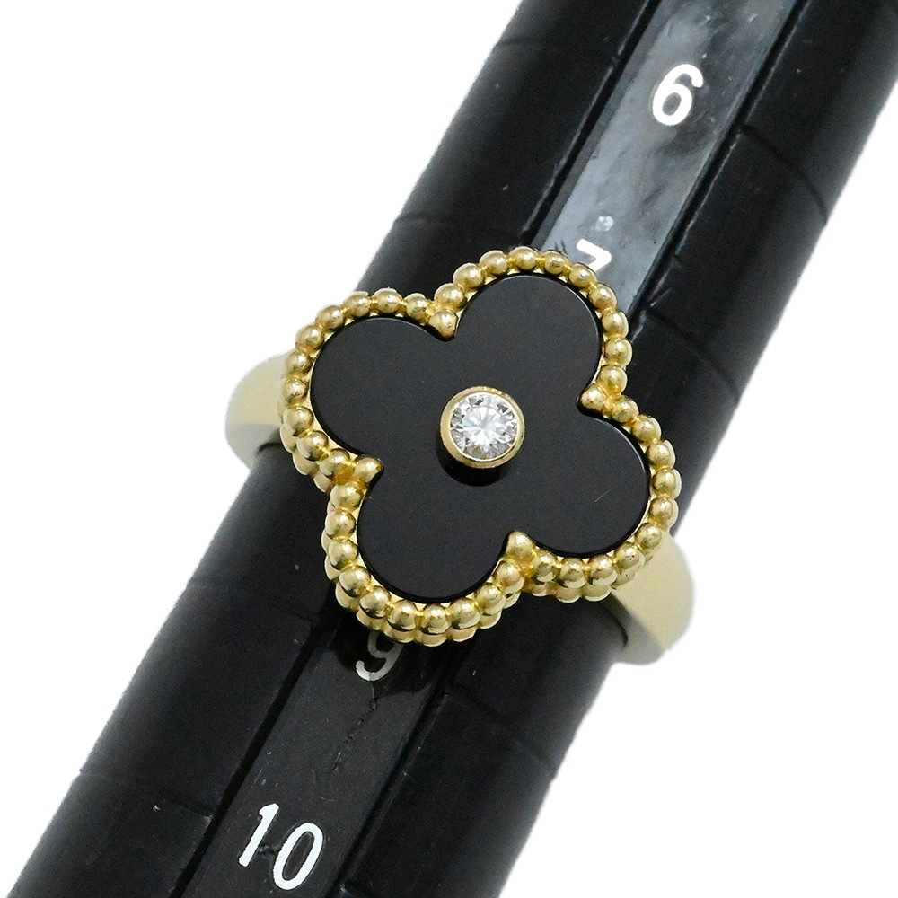 ヴァンクリーフ＆アーベル VanCleef&Arpels 750YG イエローゴールド ヴィンテージアルハンブラ オニキス ダイヤ リング サイズ48  2003