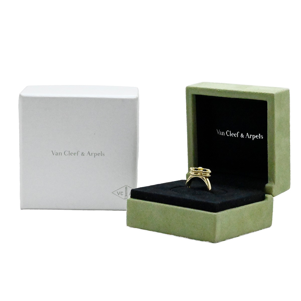 ヴァンクリーフ＆アーベル VanCleef&Arpels 750YG イエローゴールド ヴィンテージアルハンブラ オニキス ダイヤ リング サイズ48  2003