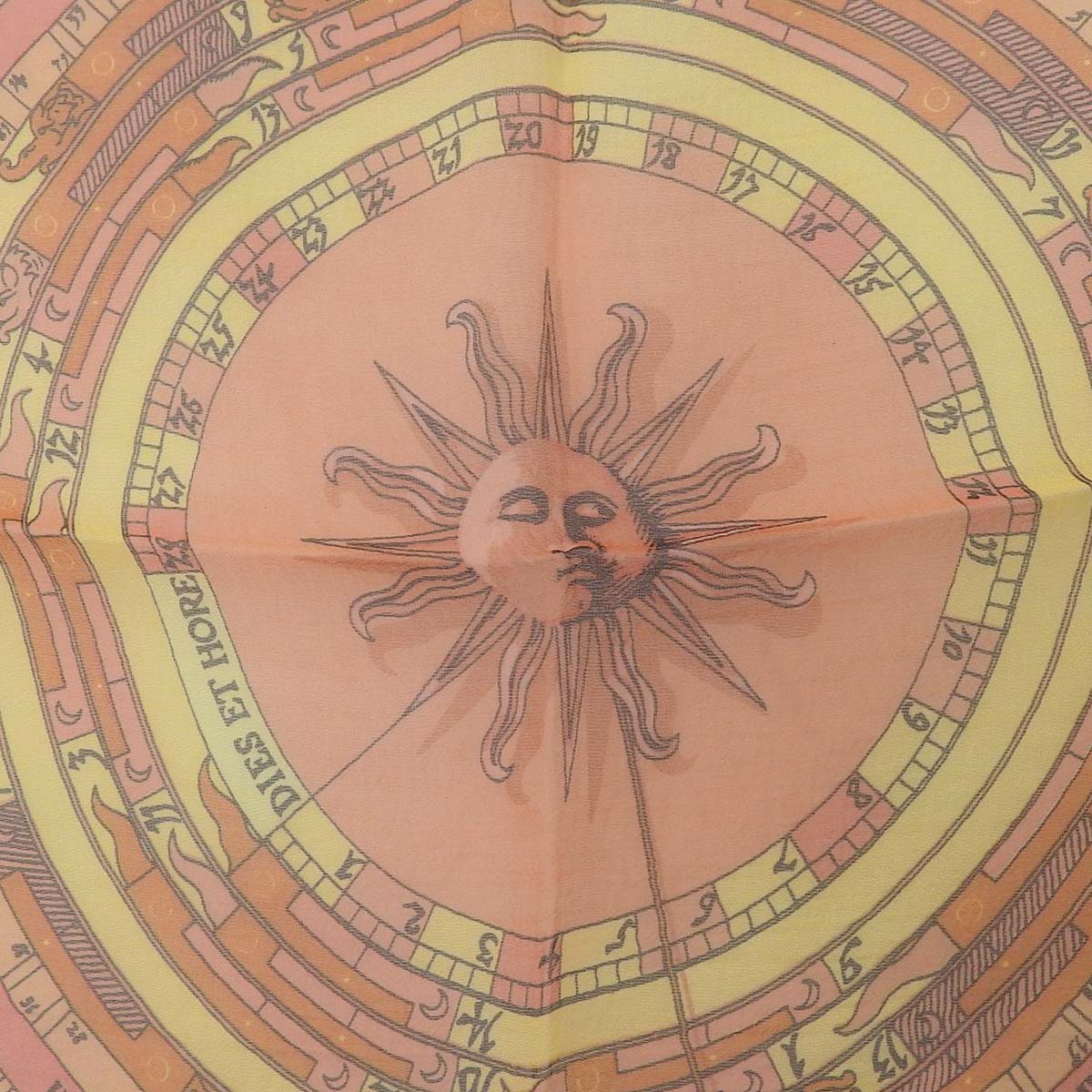 エルメス HERMES プチカレ シフォン スカーフ DIES ET HOPE 占星術 シルク100% ピンクオレンジ系 レディース 4373