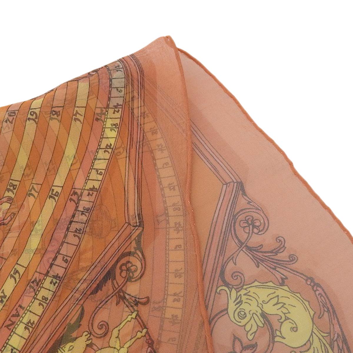 エルメス HERMES プチカレ シフォン スカーフ DIES ET HOPE 占星術 シルク100% ピンクオレンジ系 レディース 4373