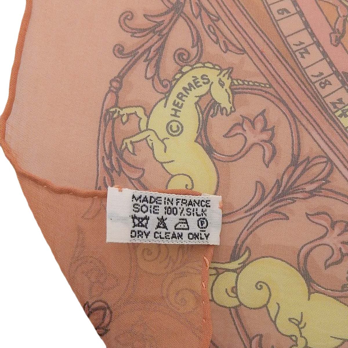 エルメス HERMES プチカレ シフォン スカーフ DIES ET HOPE 占星術 シルク100% ピンクオレンジ系 レディース 4373