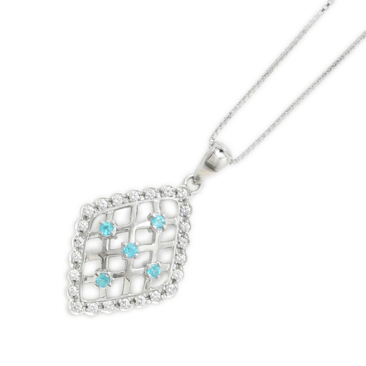 タサキ TASAKI TASAKI Pt850/900 プラチナ ダイヤ0.33ct パライバトルマリン0.18ct ネックレス レディース  3803
