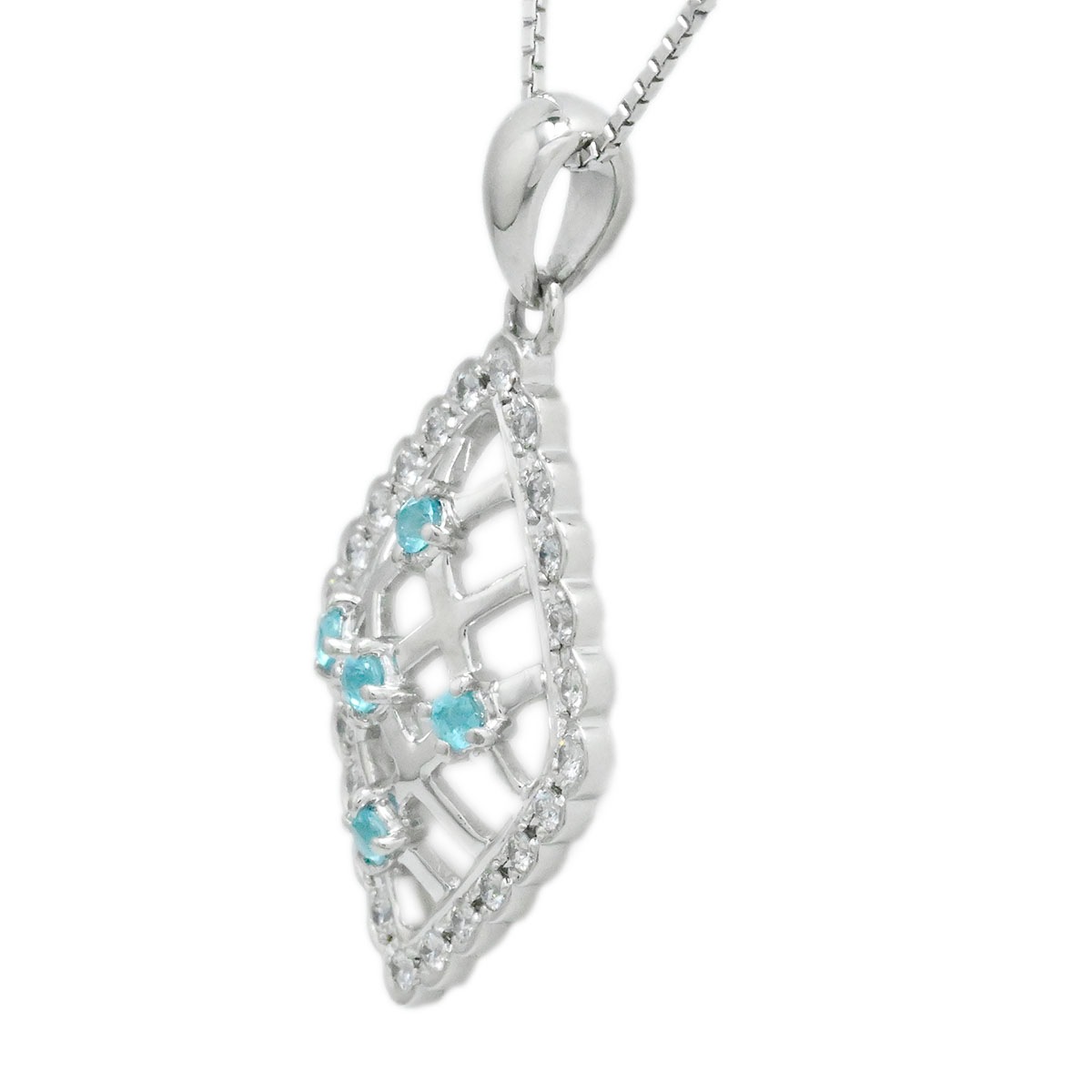 タサキ TASAKI TASAKI Pt850/900 プラチナ ダイヤ0.33ct パライバトルマリン0.18ct ネックレス レディース  3803