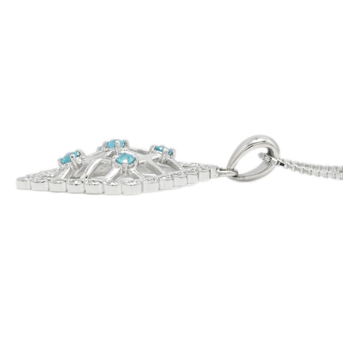 タサキ TASAKI TASAKI Pt850/900 プラチナ ダイヤ0.33ct パライバトルマリン0.18ct ネックレス レディース  3803