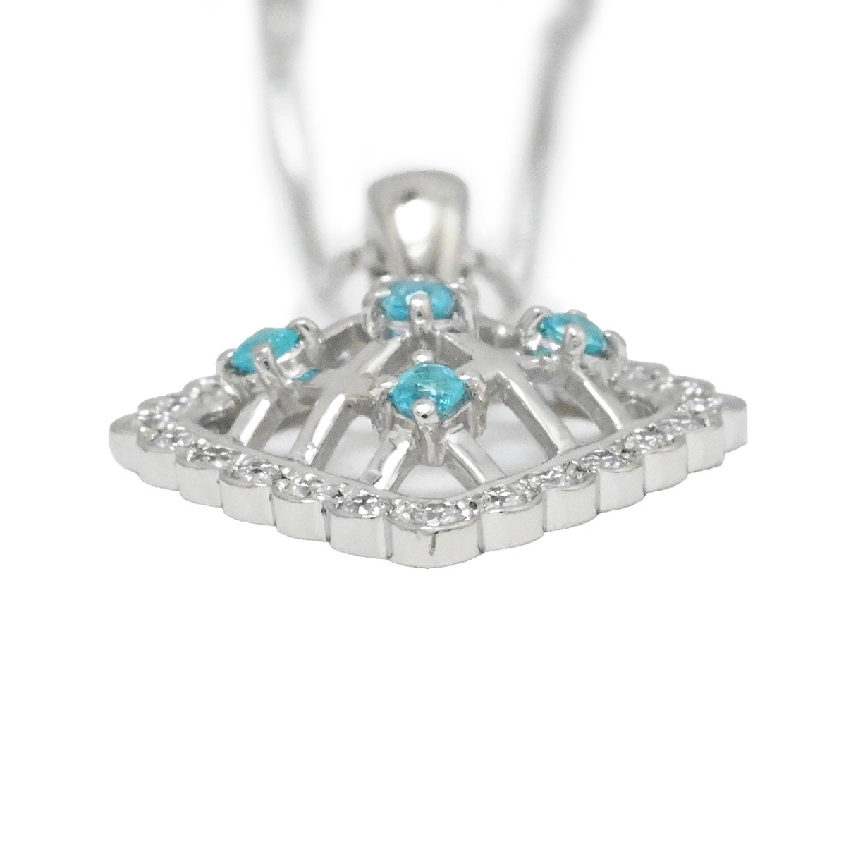 タサキ TASAKI TASAKI Pt850/900 プラチナ ダイヤ0.33ct パライバトルマリン0.18ct ネックレス レディース  3803