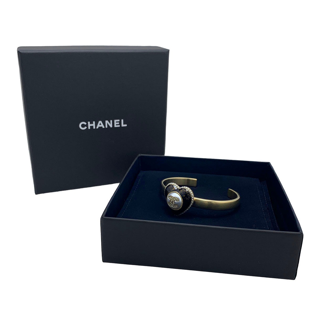 シャネル CHANEL B22 ココマーク ハートバングル ブレスレット フェイクパール ラインストーン レディース  3885