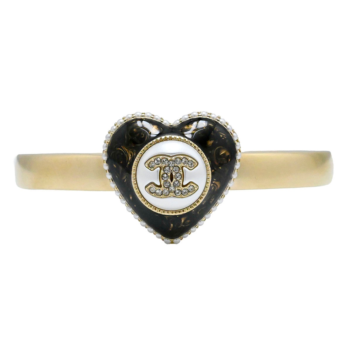 シャネル CHANEL B22 ココマーク ハートバングル ブレスレット フェイクパール ラインストーン レディース  3885