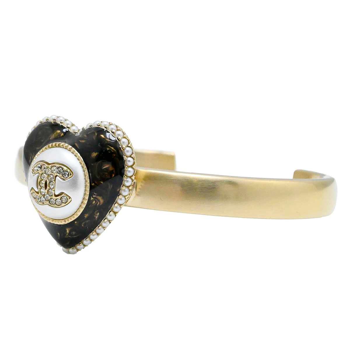 シャネル CHANEL B22 ココマーク ハートバングル ブレスレット フェイクパール ラインストーン レディース  3885