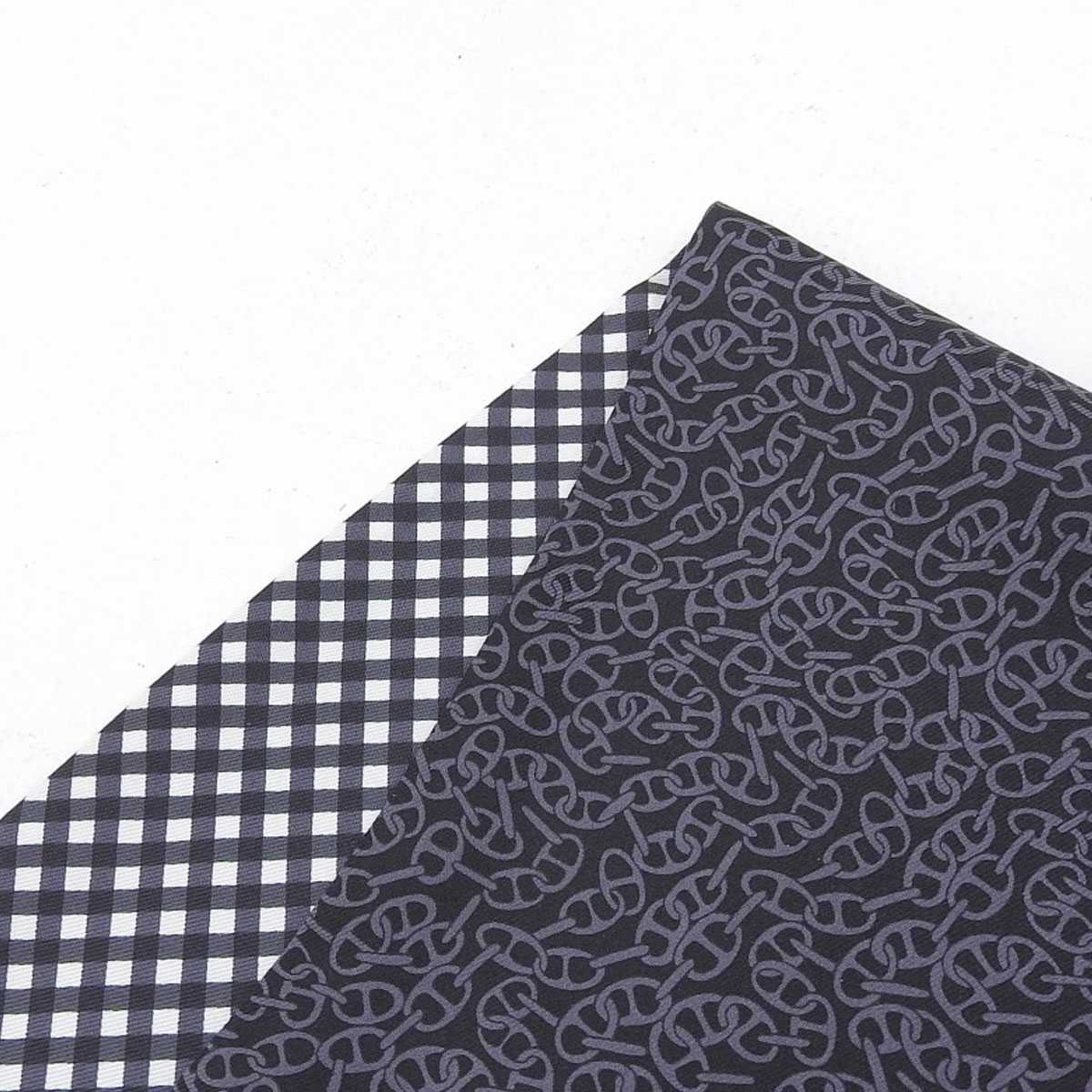 エルメス HERMES リバーシブル シェーヌダンクル チェック マフラー シルク ブラック レディース メンズ 8582