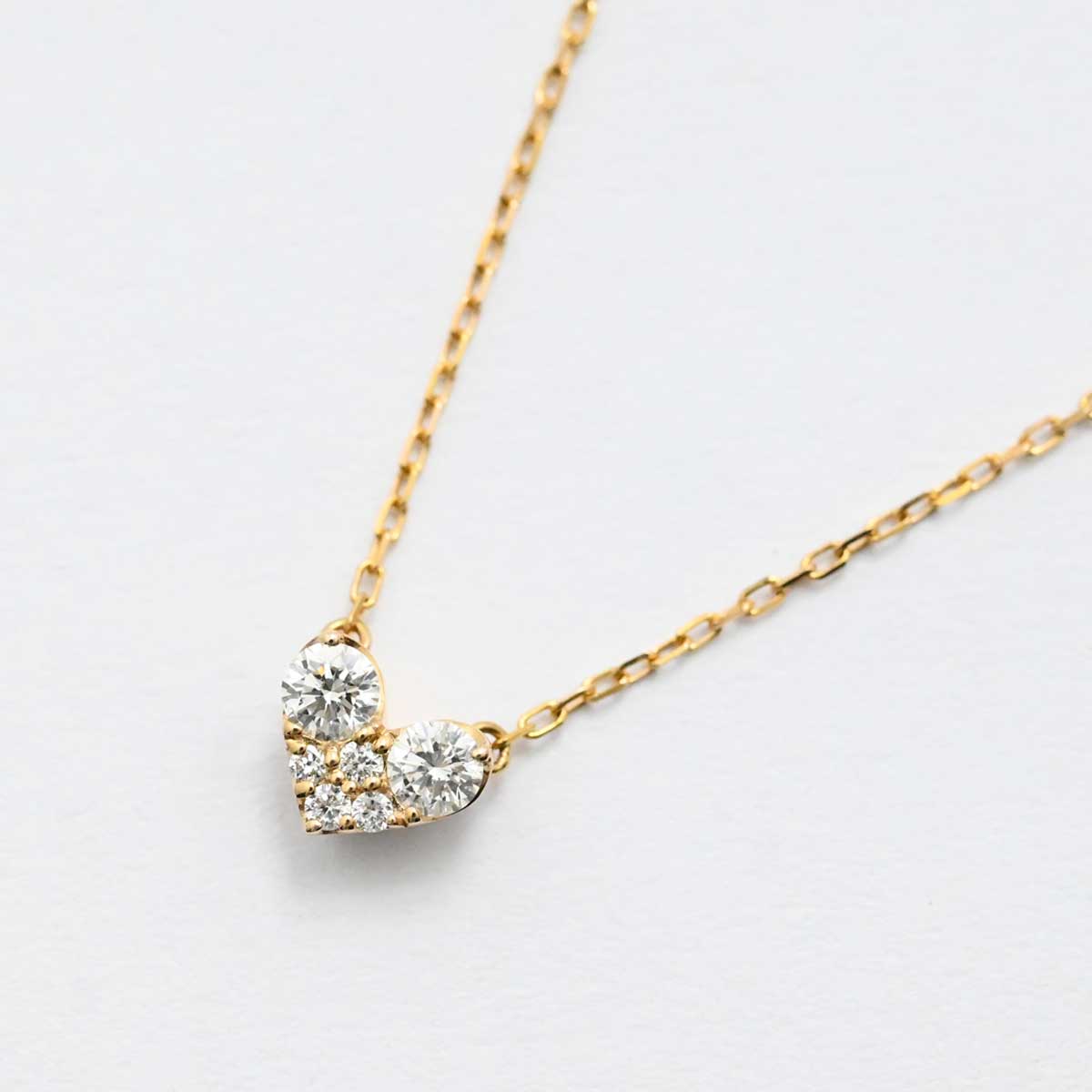 ポンテヴェキオ PONTE VECCHIO K18PG ピンクゴールド ダイヤ0.14ct ハート ネックレス  3437