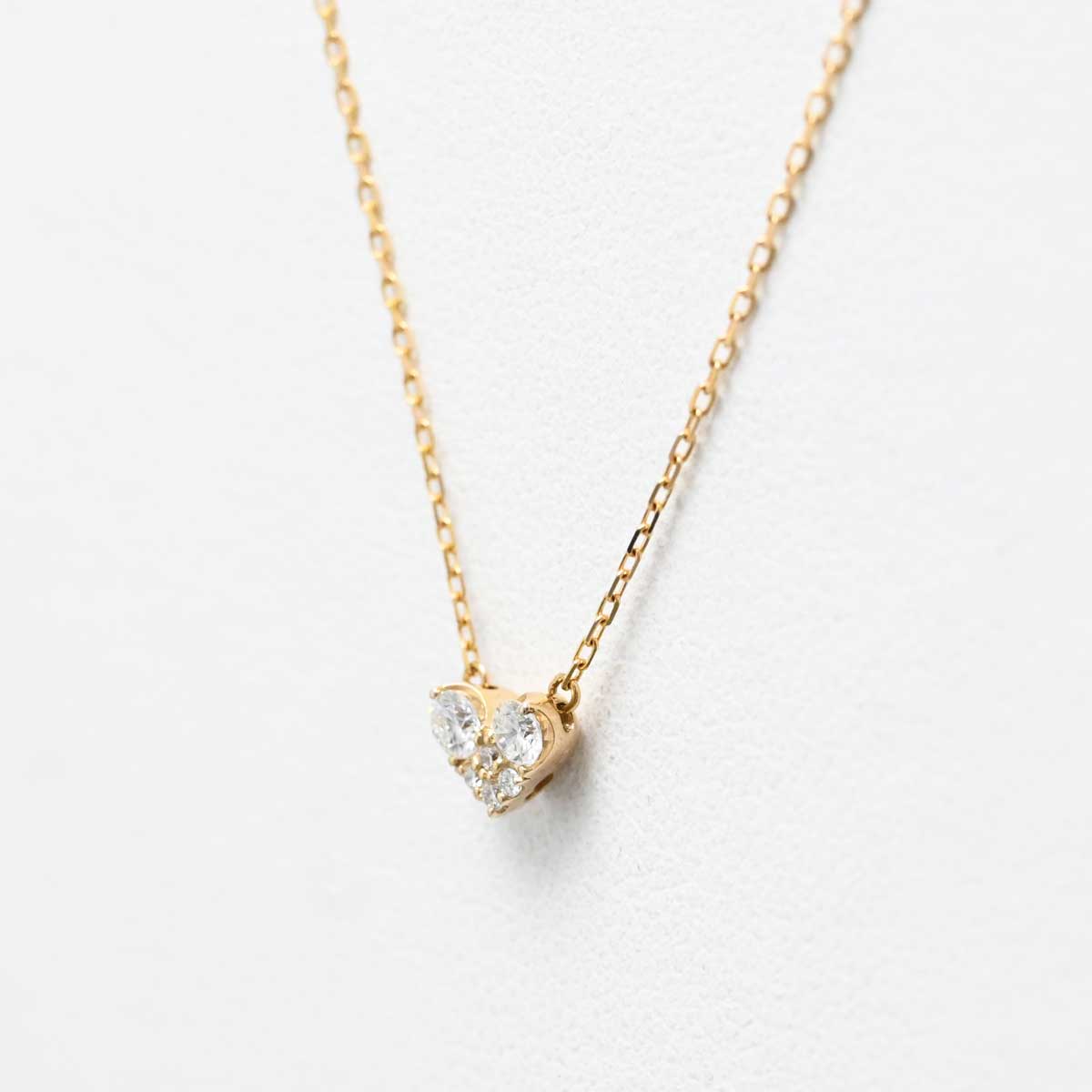 ポンテヴェキオ PONTE VECCHIO K18PG ピンクゴールド ダイヤ0.14ct ハート ネックレス  3437