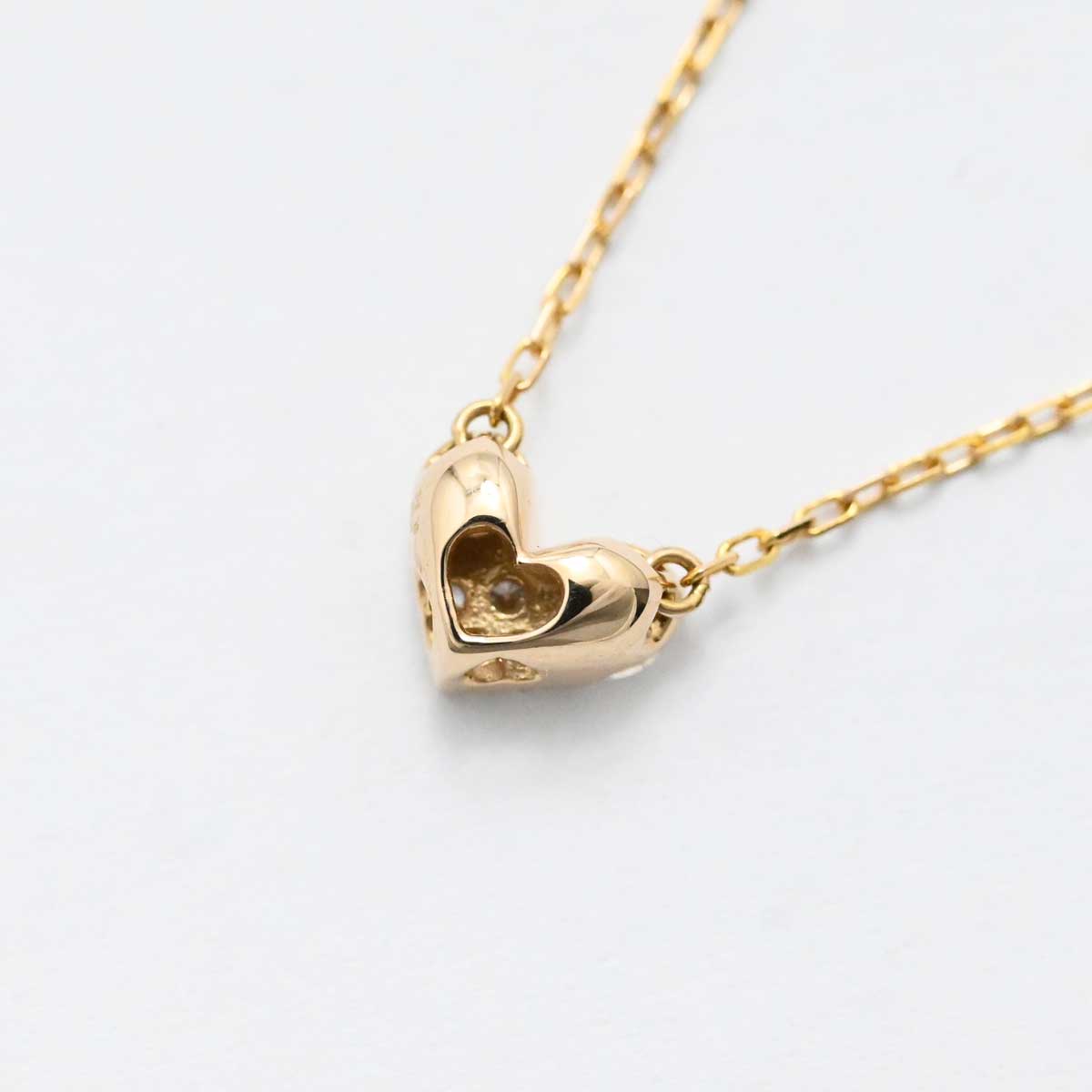 ポンテヴェキオ PONTE VECCHIO K18PG ピンクゴールド ダイヤ0.14ct ハート ネックレス  3437