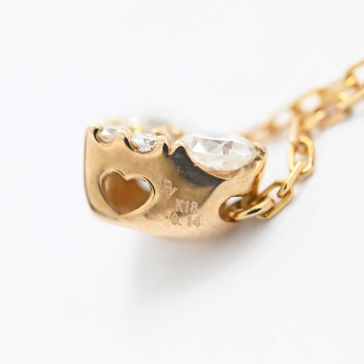 ポンテヴェキオ PONTE VECCHIO K18PG ピンクゴールド ダイヤ0.14ct ハート ネックレス  3437