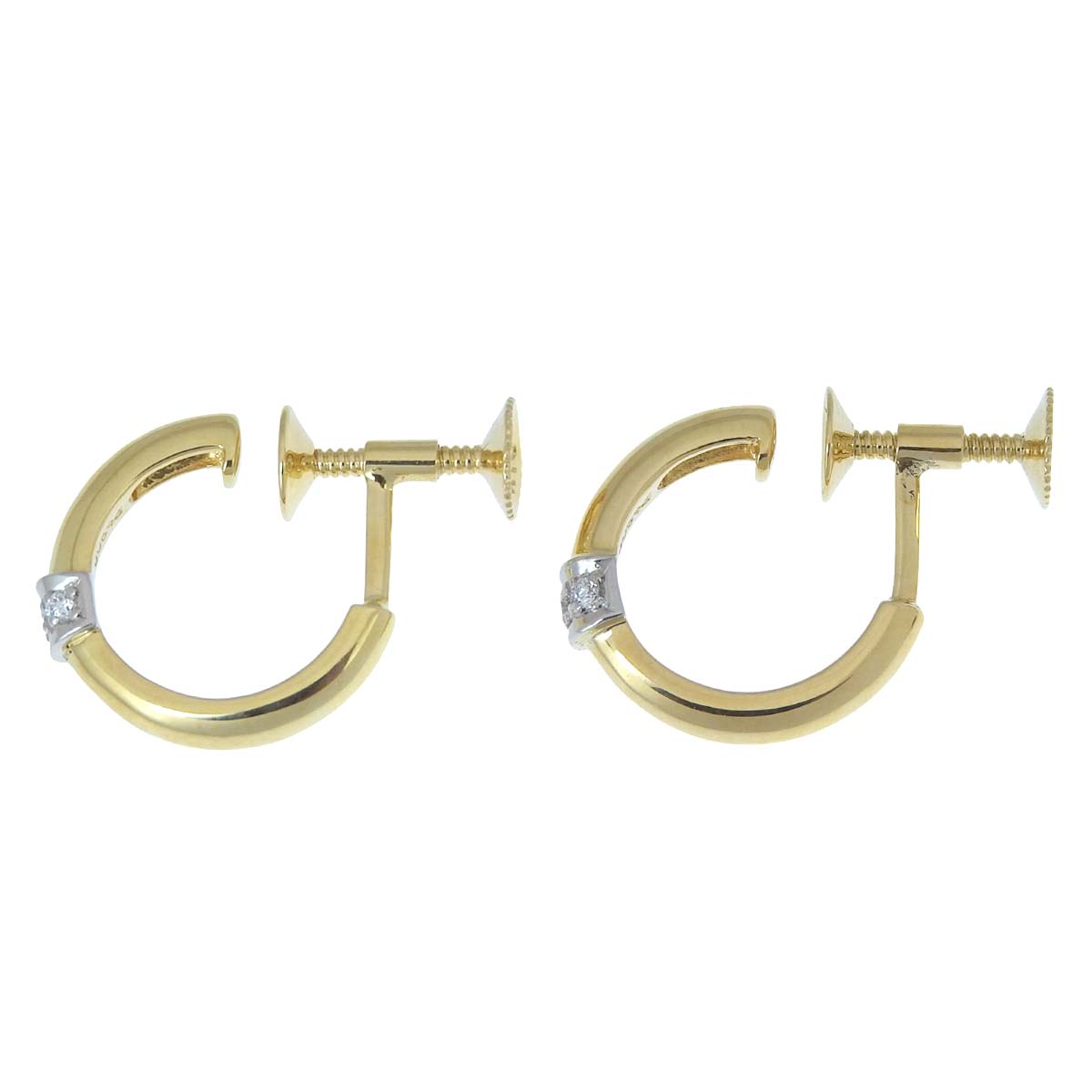 タサキ TASAKI ループ イヤリング K18 PT900 ダイヤモンド 0.02ct 0.02ct レディース  4711