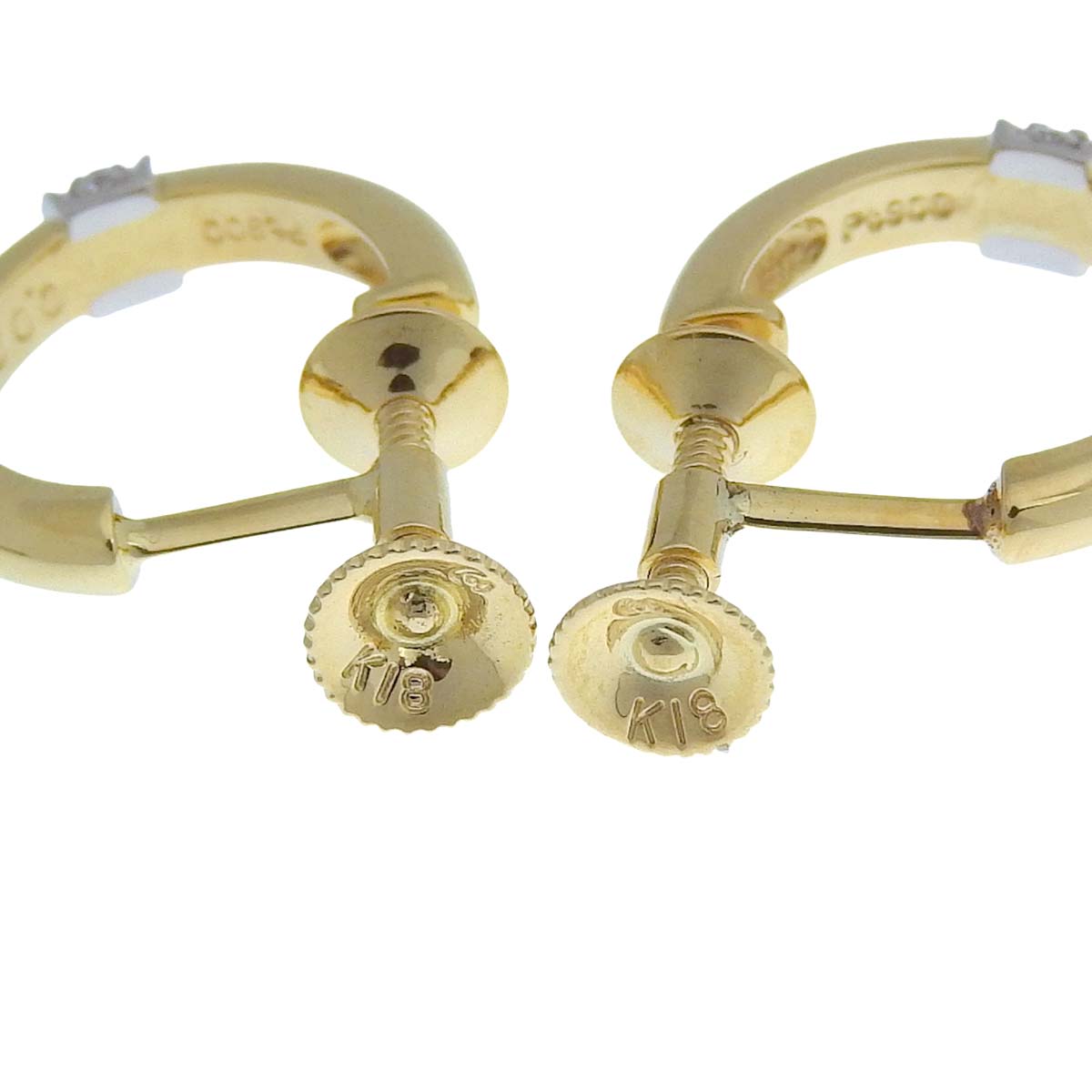 タサキ TASAKI ループ イヤリング K18 PT900 ダイヤモンド 0.02ct 0.02ct レディース  4711