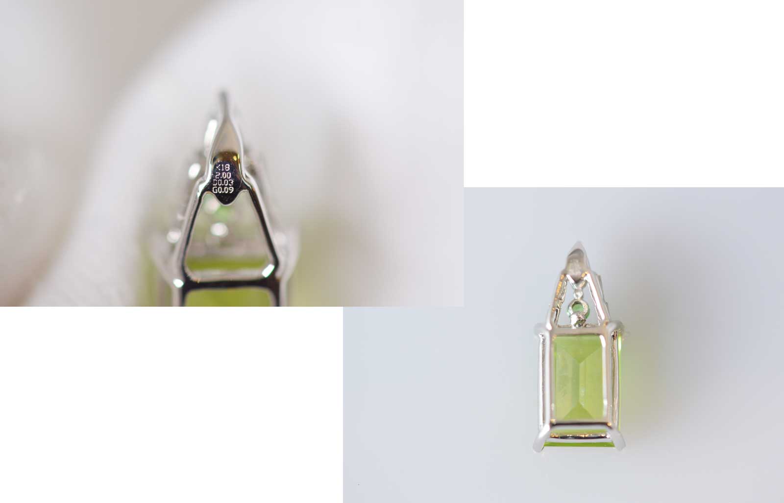 ジュエリー ノンブランド Ｋ18WG ホワイトゴールド ペリドット2.00ｃｔ ダイヤ ペンダントトップ ノンブランドジュエリー 6058