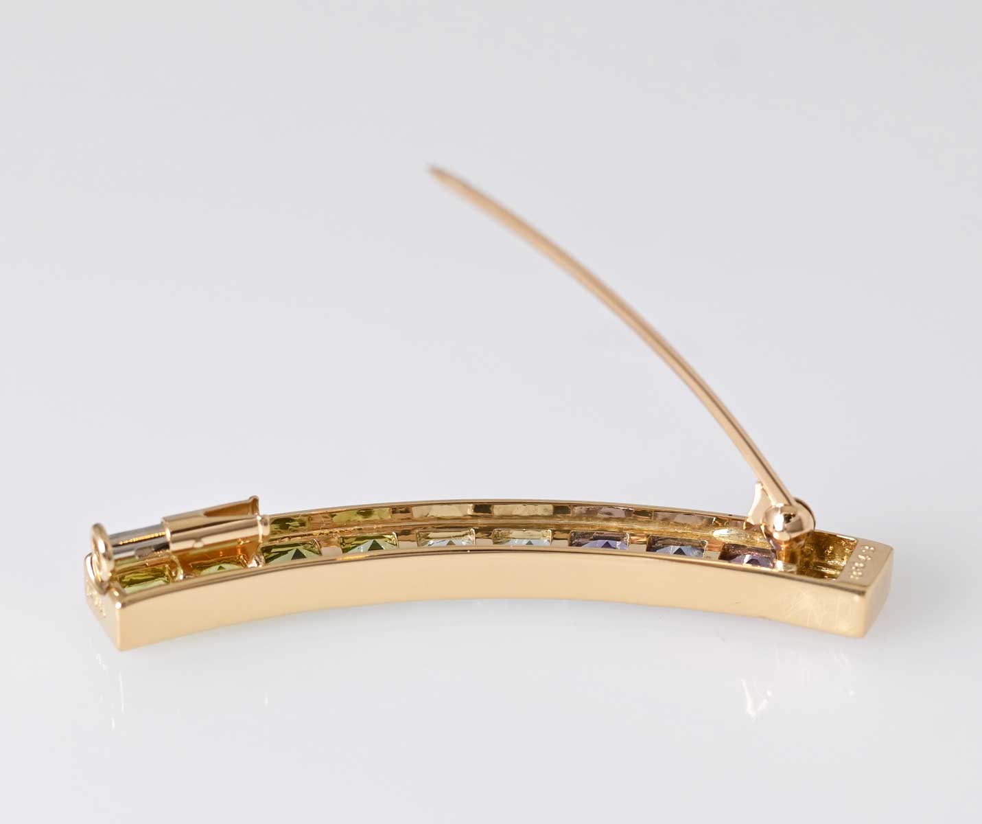 ポーラ K１８YG ダイヤ１P マルチストーン ブローチ レディース 7664