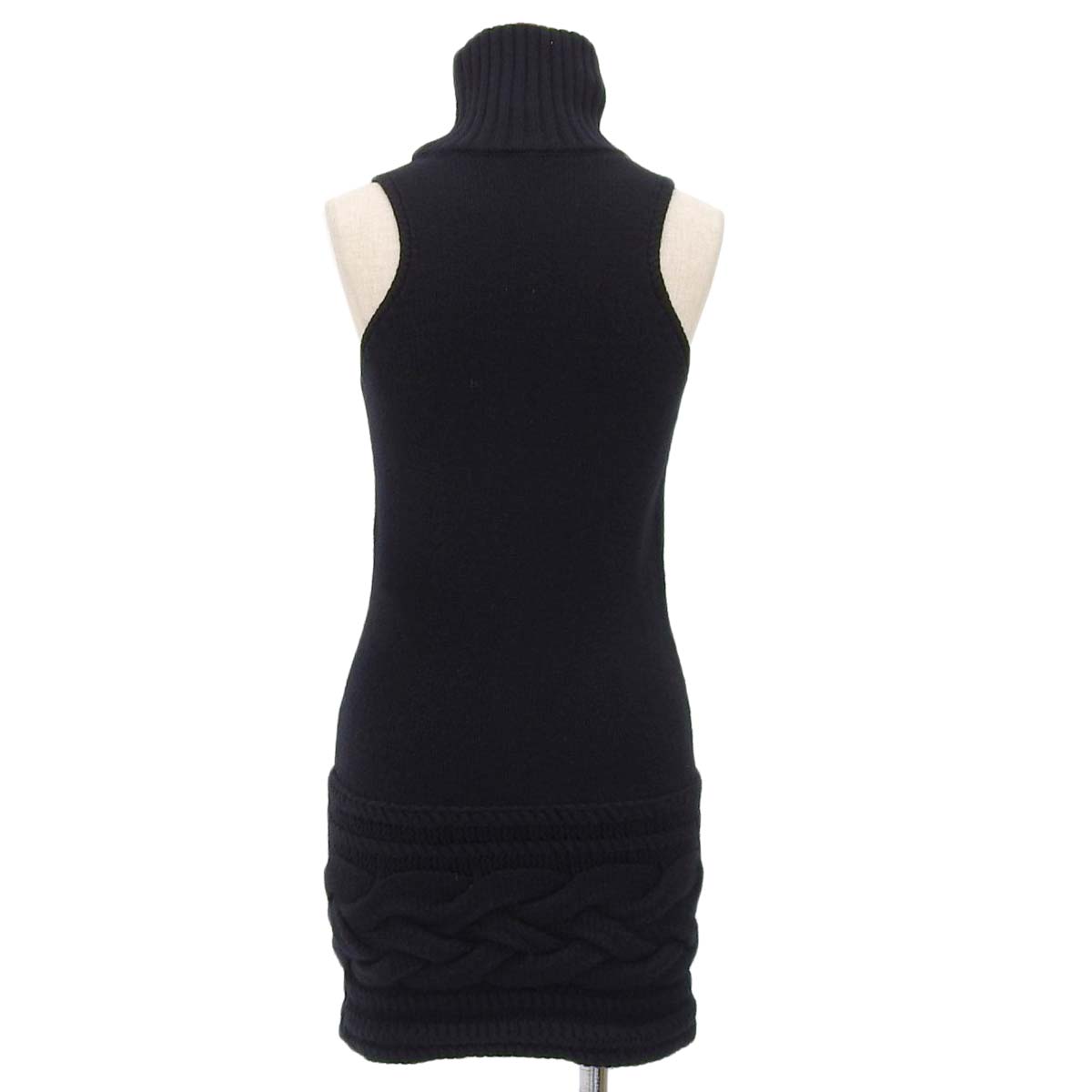 シャネル CHANEL ニットワンピース ココマークボタン サイズ36 ウール カシミヤ ブラック レディース 07A 4394