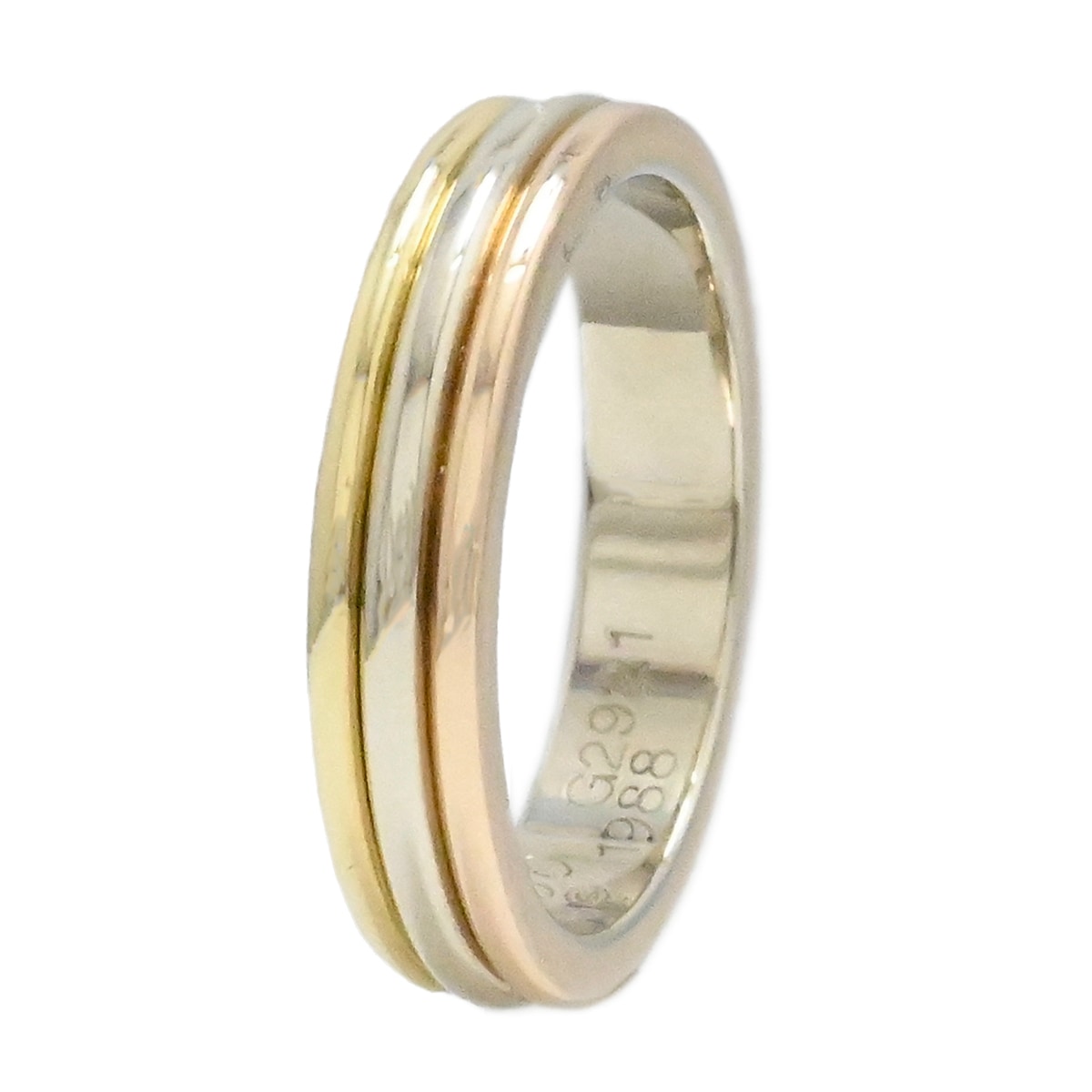 カルティエ CARTIER 750YG PG WG イエローピンクホワイトゴールド スリーカラー トリニティ サイズ51 レディース  2000
