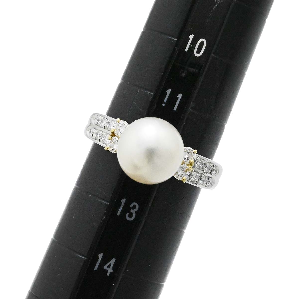 タサキ TASAKI K18YG イエローゴールド PT900 プラチナ パール ダイヤ0.30ct リング 12号 レディース  3720