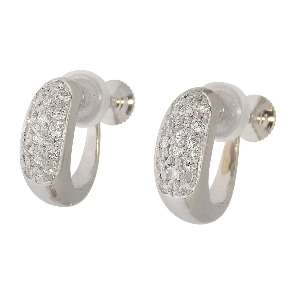 タサキ TASAKI ループ イヤリング PT900 プラチナ ダイヤモンド 0.19ct 0.19ct レディース 4713