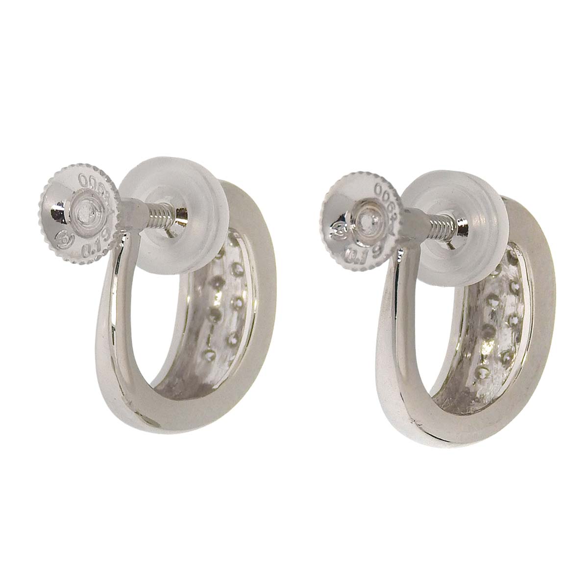 タサキ TASAKI ループ イヤリング PT900 プラチナ ダイヤモンド 0.19ct