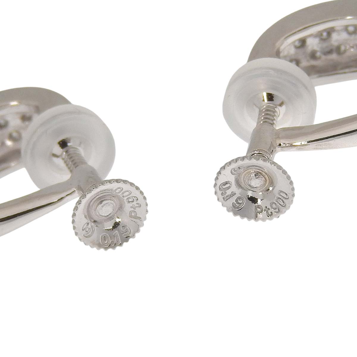 タサキ TASAKI ループ イヤリング PT900 プラチナ ダイヤモンド 0.19ct
