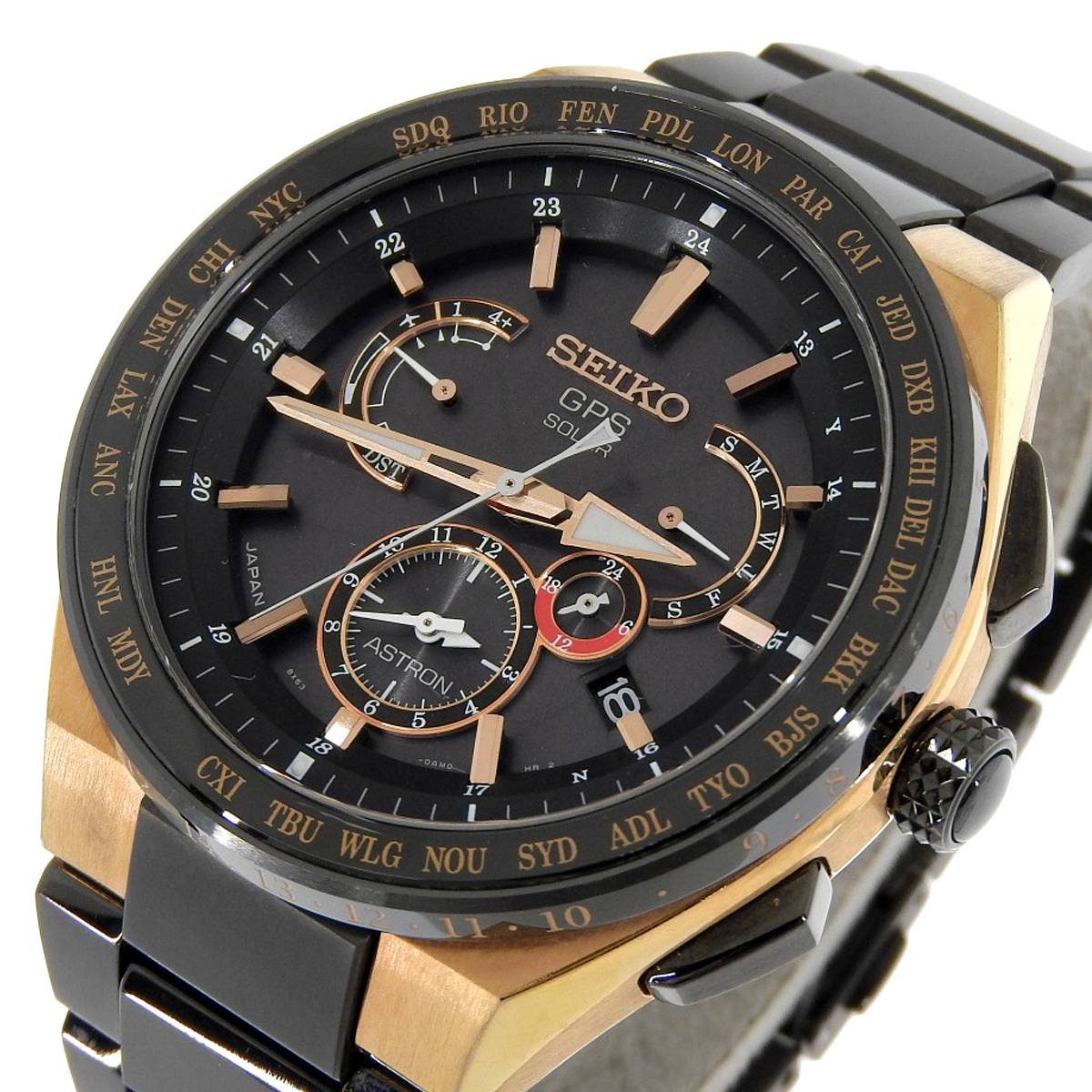 セイコー SEIKO アストロン GPSソーラー 電波 腕時計 チタニウム セラミック ブラック文字盤 メンズ カレンダー SBXB126 4191
