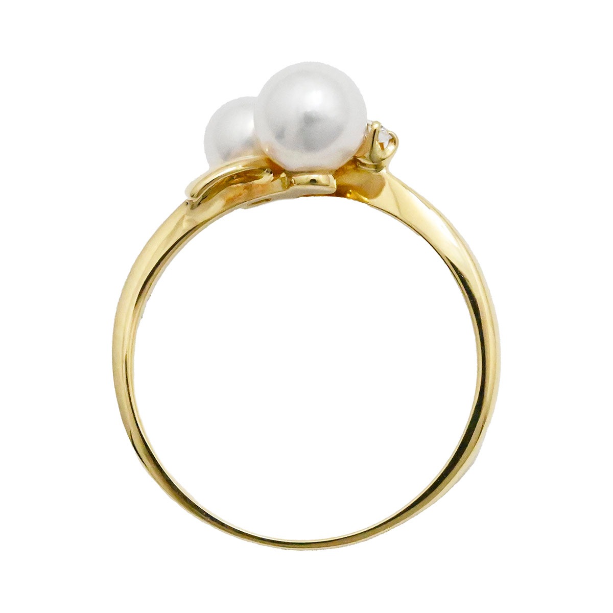 ミキモト MIKIMOTO K18YG イエローゴールド パール ダイヤ リング 12号 レディース  3721