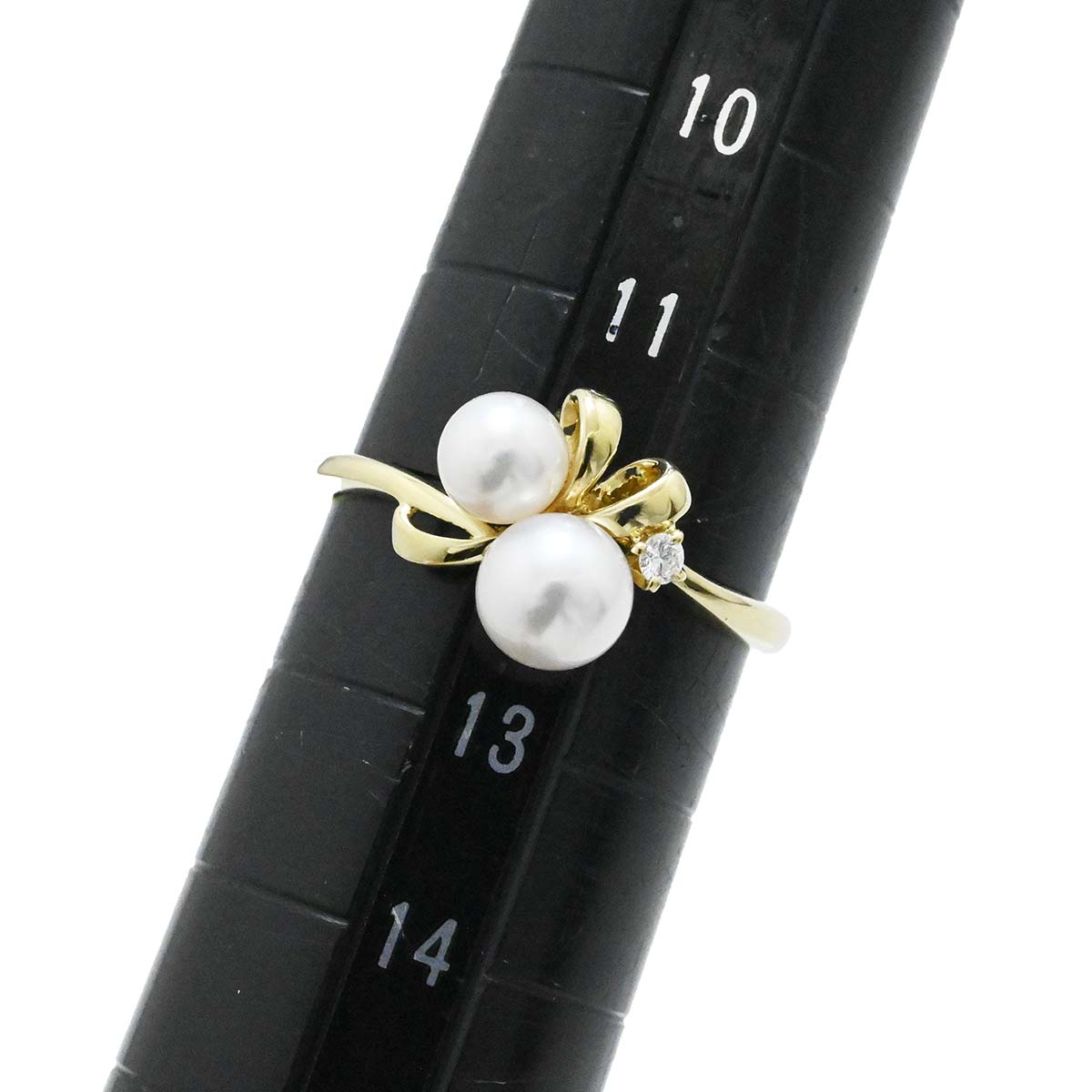 ミキモト MIKIMOTO K18YG イエローゴールド パール ダイヤ リング 12号 レディース  3721