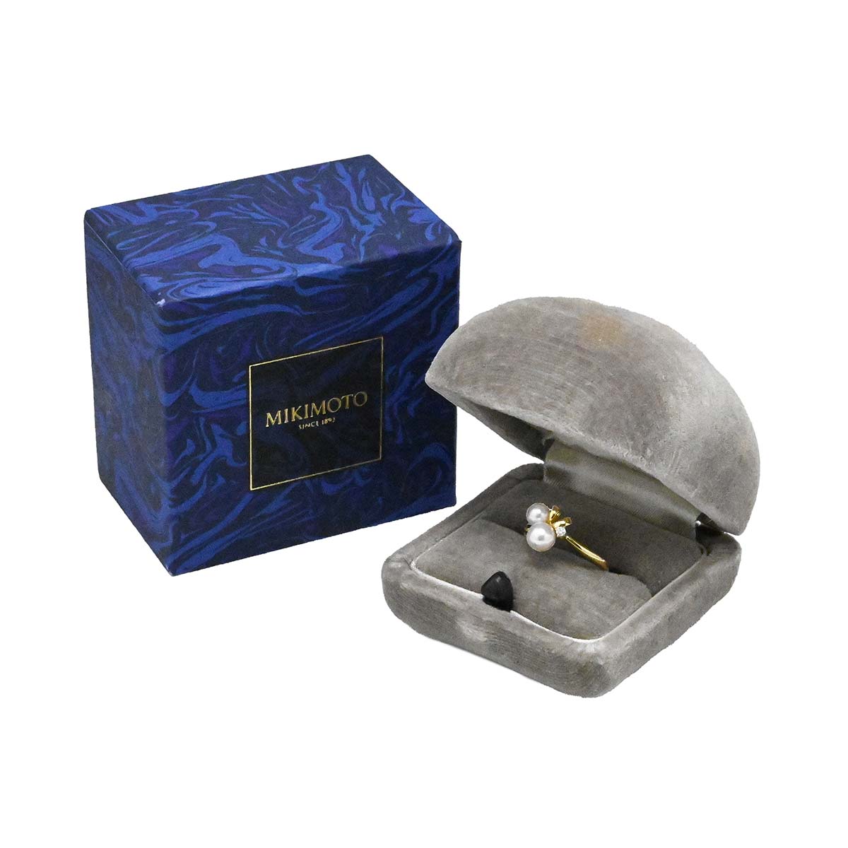 ミキモト MIKIMOTO K18YG イエローゴールド パール ダイヤ リング 12号 レディース  3721