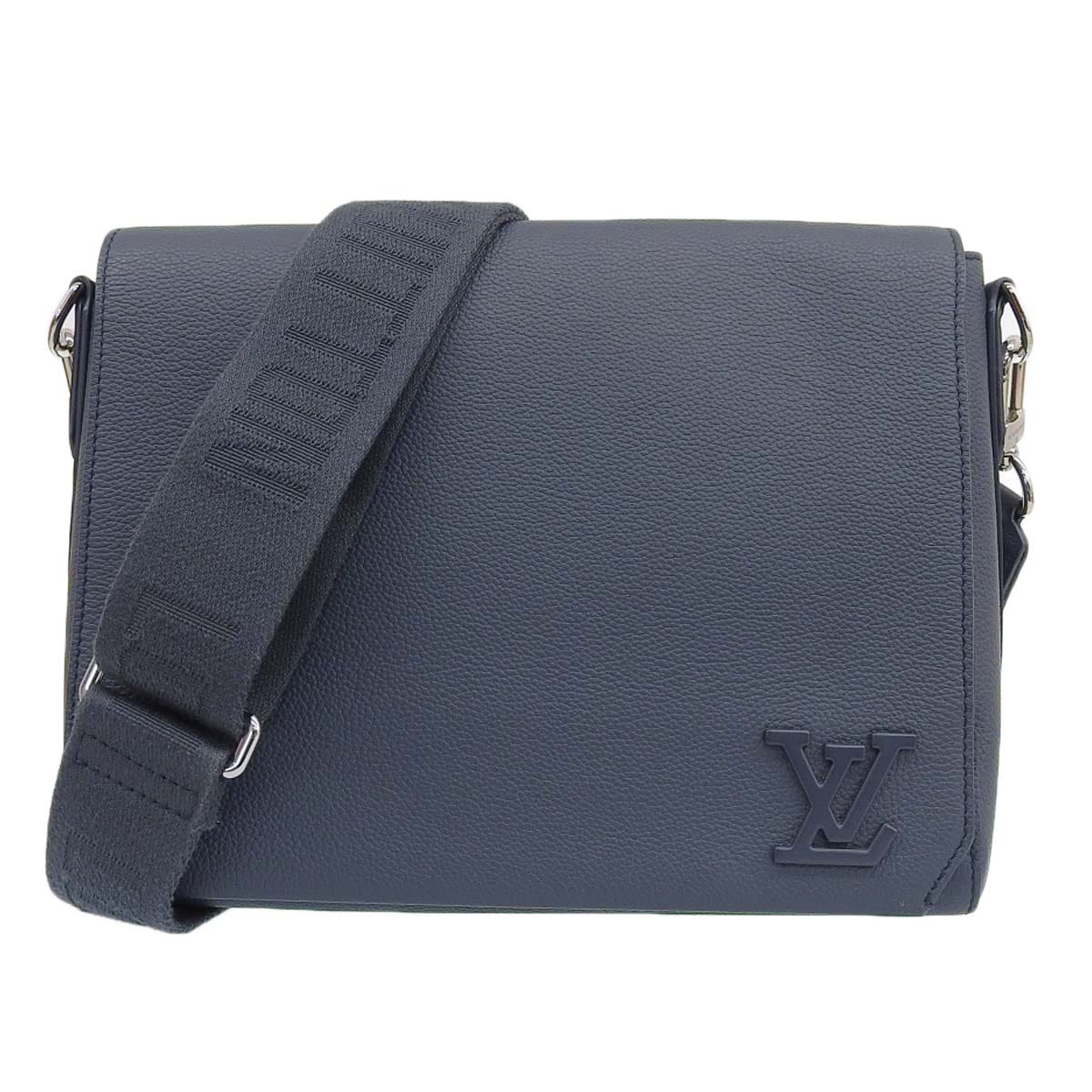 ルイヴィトン LOUIS VUITTON アロエグラム テイクオフ メッセンジャー ネームタグ付き ショルダーバッグ レザー ネイビー メンズ M21363 4504