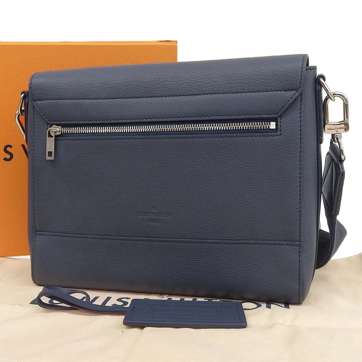 ルイヴィトン LOUIS VUITTON アロエグラム テイクオフ メッセンジャー ネームタグ付き ショルダーバッグ レザー ネイビー メンズ M21363 4504