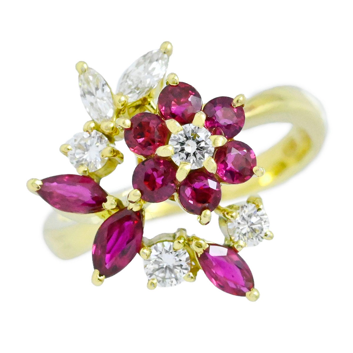 ウォルサム WALTHAM スウィングリング　K18YG イエローゴールド ルビー ダイヤ 指輪 サイズ12.5号 レディース  3858