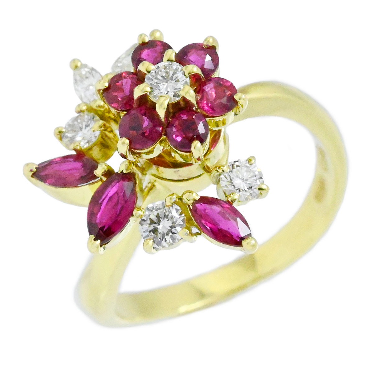 ウォルサム WALTHAM スウィングリング　K18YG イエローゴールド ルビー ダイヤ 指輪 サイズ12.5号 レディース  3858