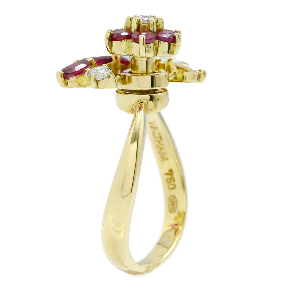 ウォルサム WALTHAM スウィングリング　K18YG イエローゴールド ルビー ダイヤ 指輪 サイズ12.5号 レディース  3858