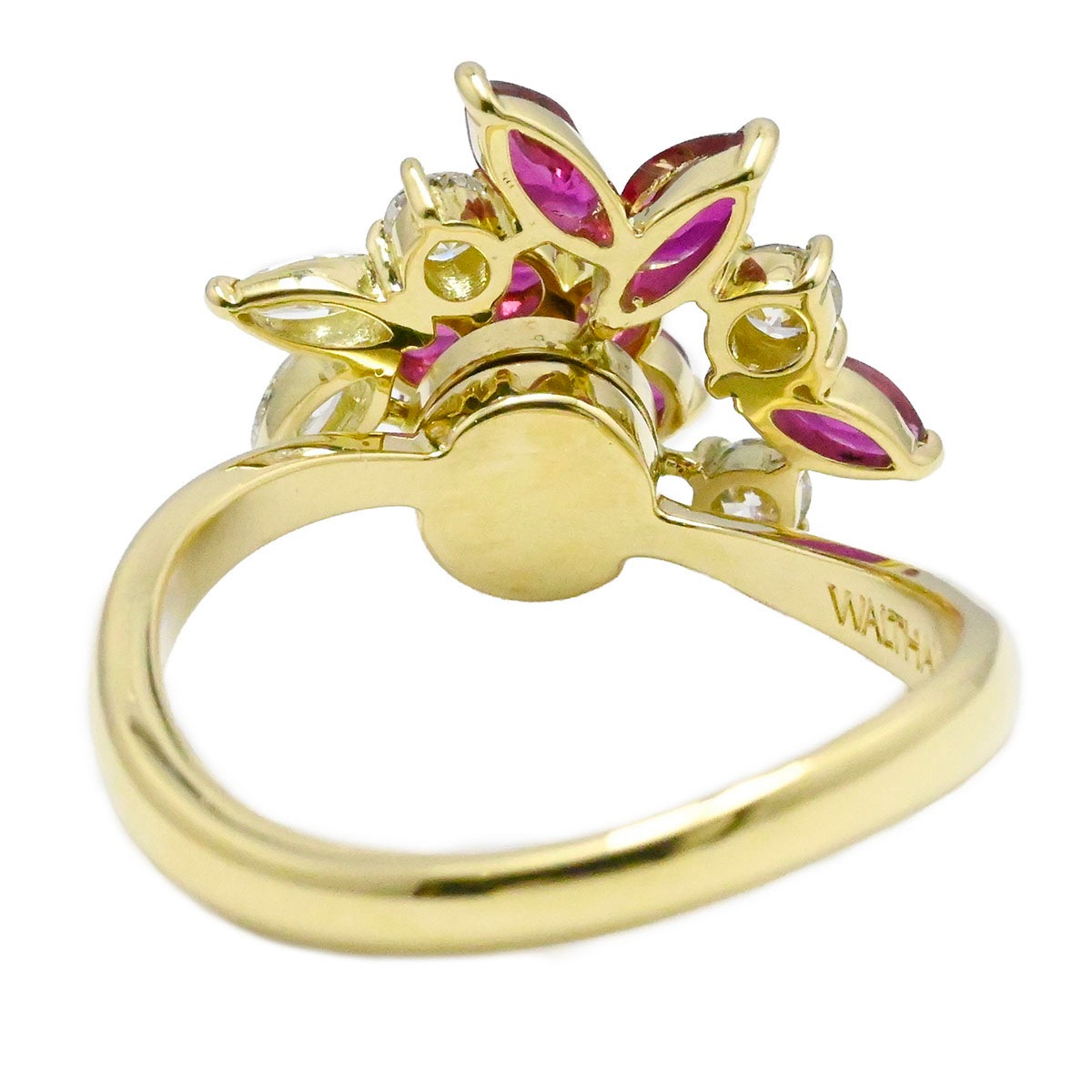 ウォルサム WALTHAM スウィングリング　K18YG イエローゴールド ルビー ダイヤ 指輪 サイズ12.5号 レディース  3858