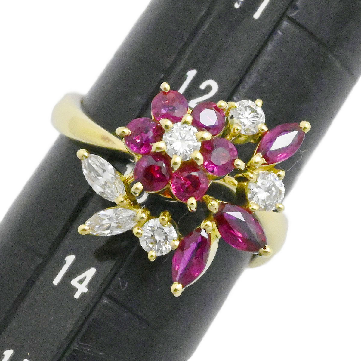 ウォルサム WALTHAM スウィングリング　K18YG イエローゴールド ルビー ダイヤ 指輪 サイズ12.5号 レディース  3858