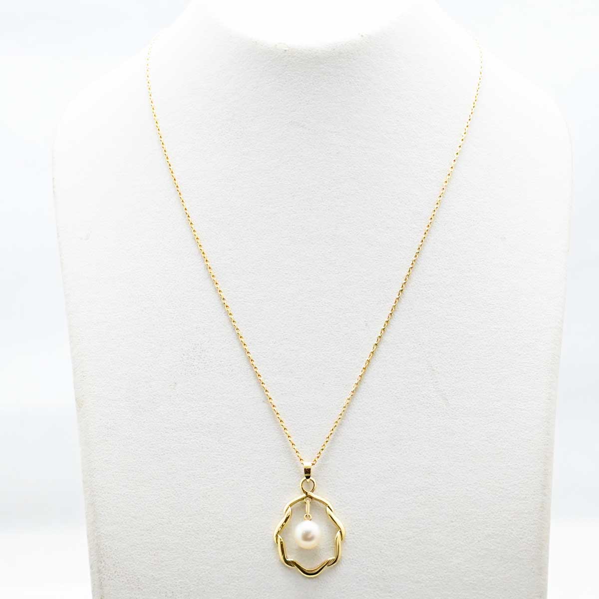 ミキモト MIKIMOTO K14YG イエローゴールド パール ネックレス 3441