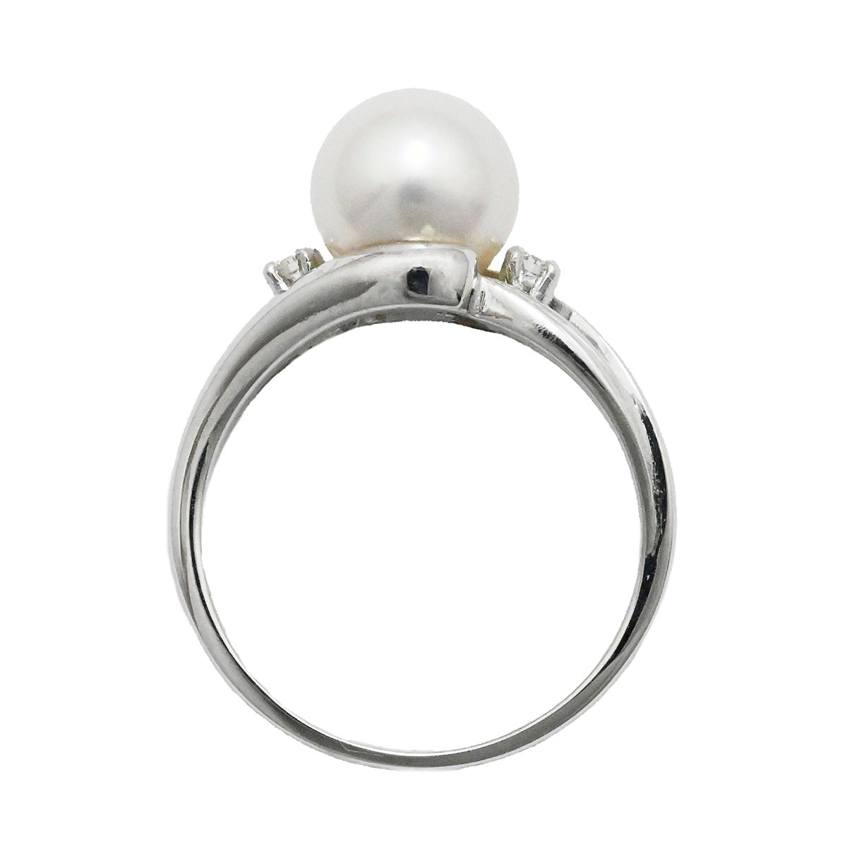 ミキモト MIKIMOTO K14WG ホワイトゴールド パール ダイヤ リング 10号 レディース  3722