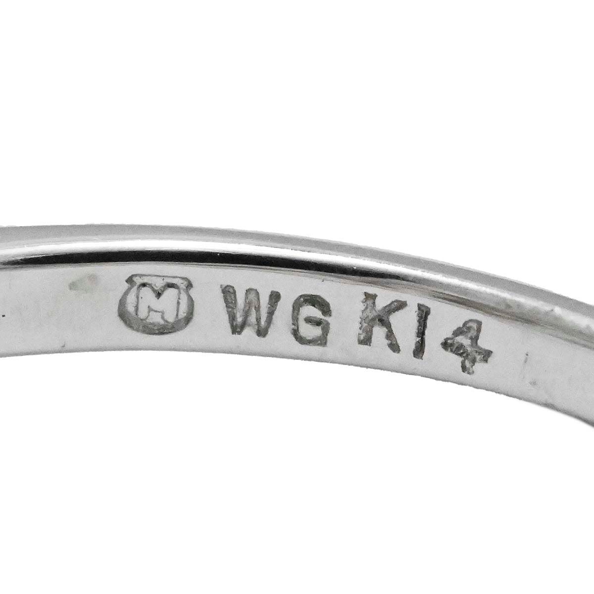 ミキモト MIKIMOTO K14WG ホワイトゴールド パール ダイヤ リング 10号 レディース  3722