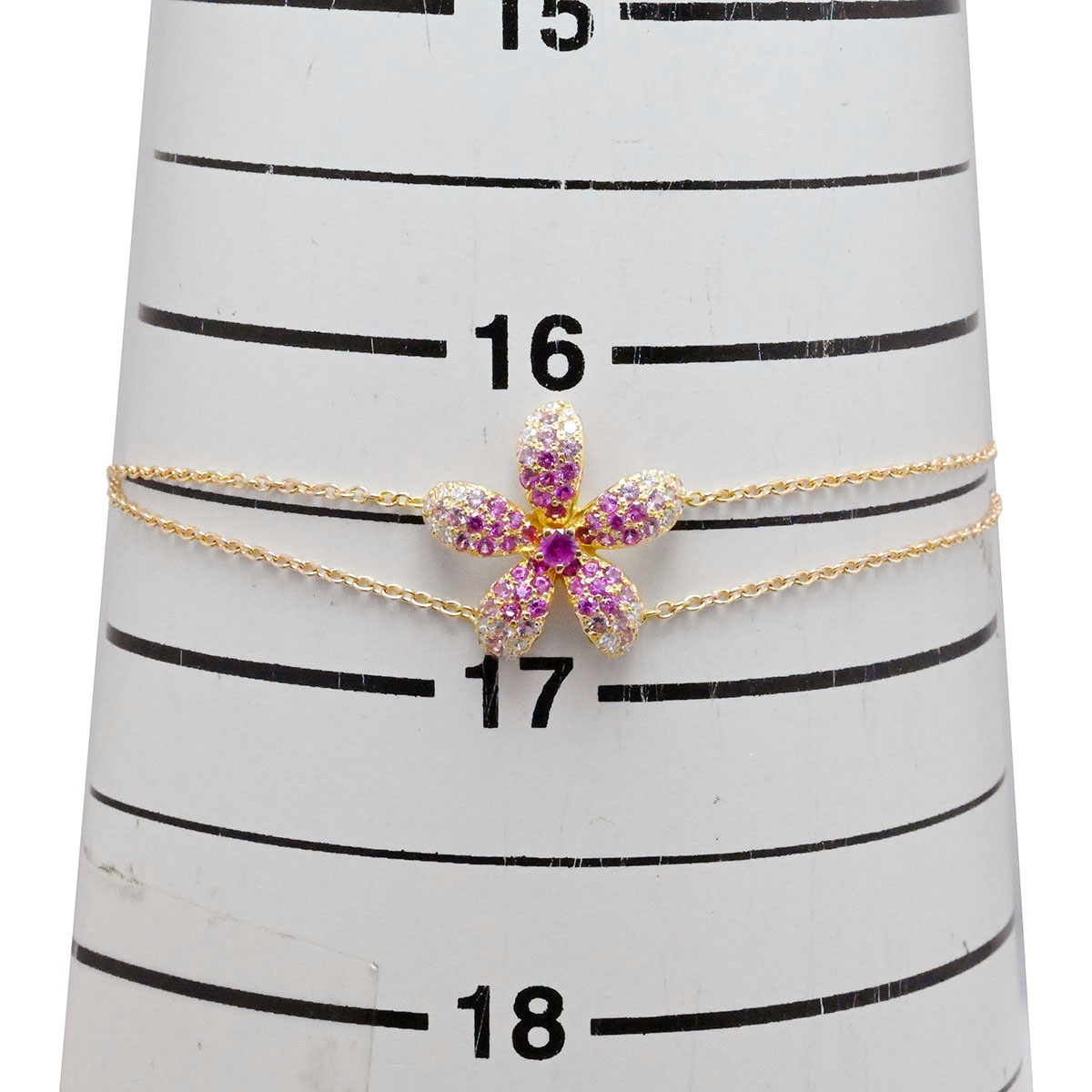 ポンテヴェッキオ Ponte Vecchio 750PG K18PG ピンクゴールド ピンクサファイア0.50ct ダイヤ0.15ct フラワーモチーフ ブレスレット  3859