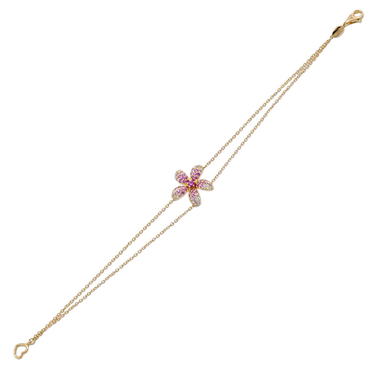 ポンテヴェッキオ Ponte Vecchio 750PG K18PG ピンクゴールド ピンクサファイア0.50ct ダイヤ0.15ct フラワーモチーフ ブレスレット  3859