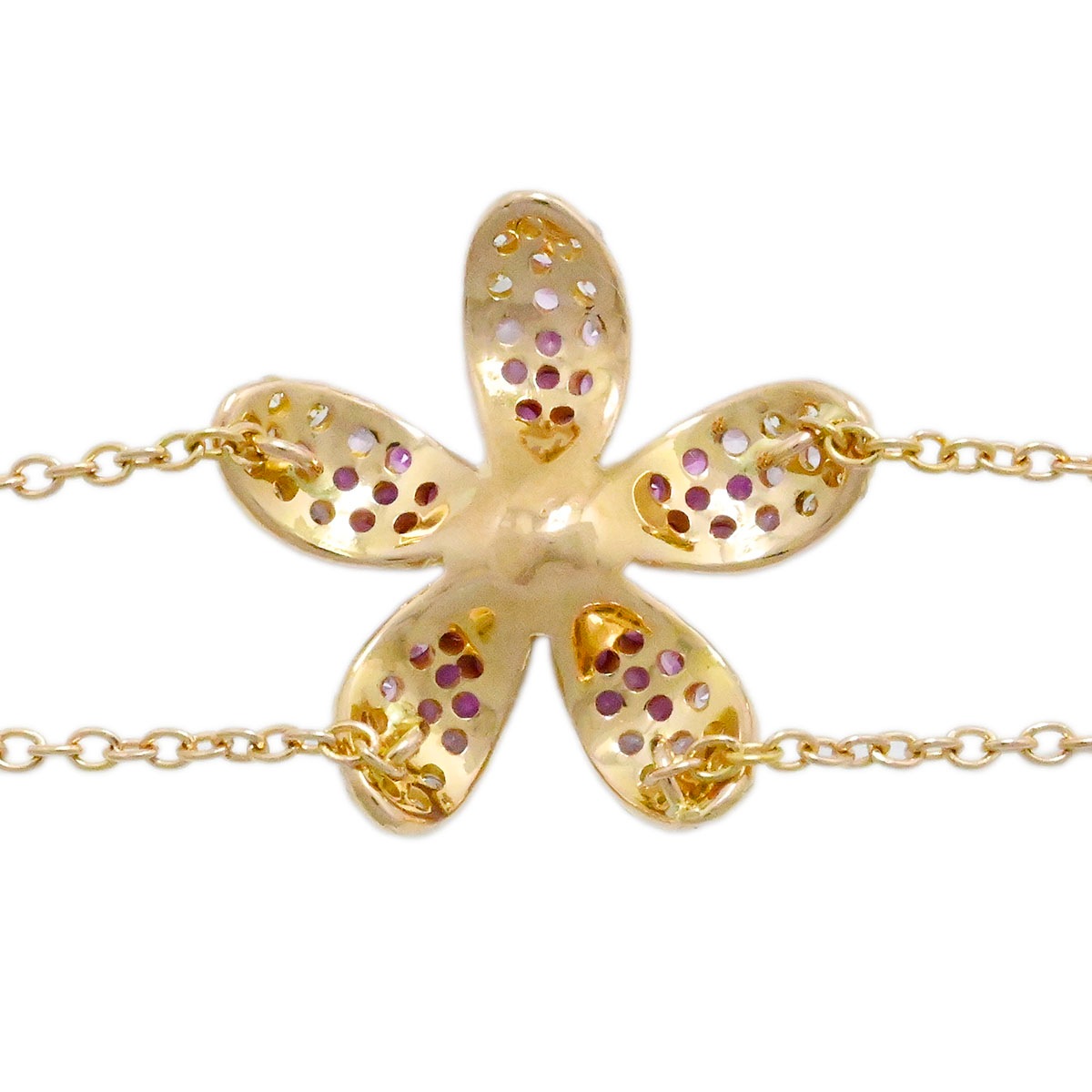 ポンテヴェッキオ Ponte Vecchio 750PG K18PG ピンクゴールド ピンクサファイア0.50ct ダイヤ0.15ct フラワーモチーフ ブレスレット  3859