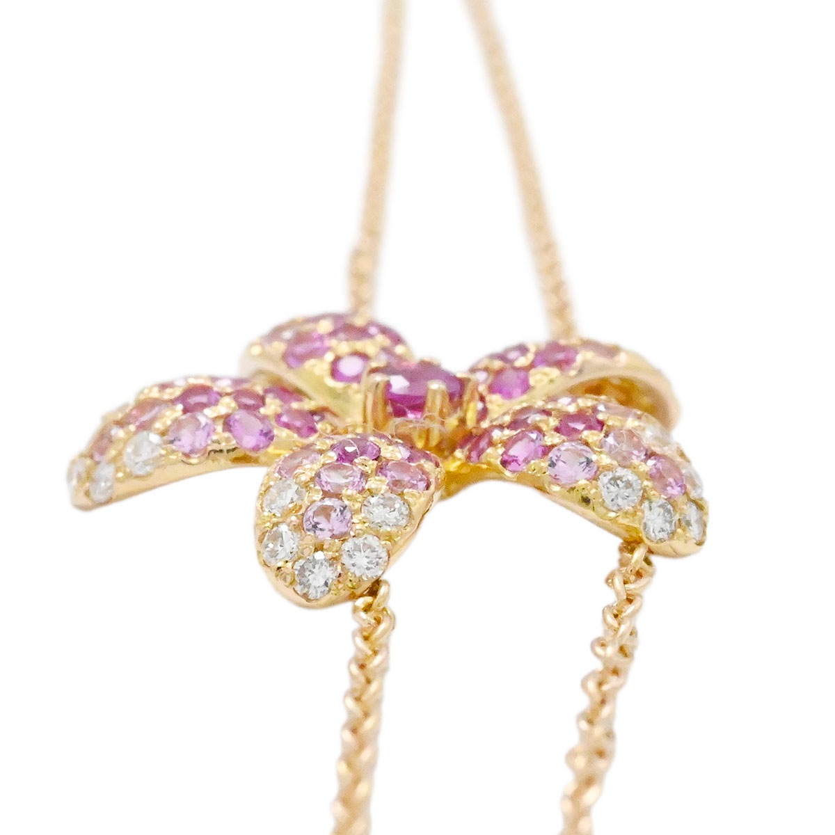 ポンテヴェッキオ Ponte Vecchio 750PG K18PG ピンクゴールド ピンクサファイア0.50ct ダイヤ0.15ct フラワーモチーフ ブレスレット  3859