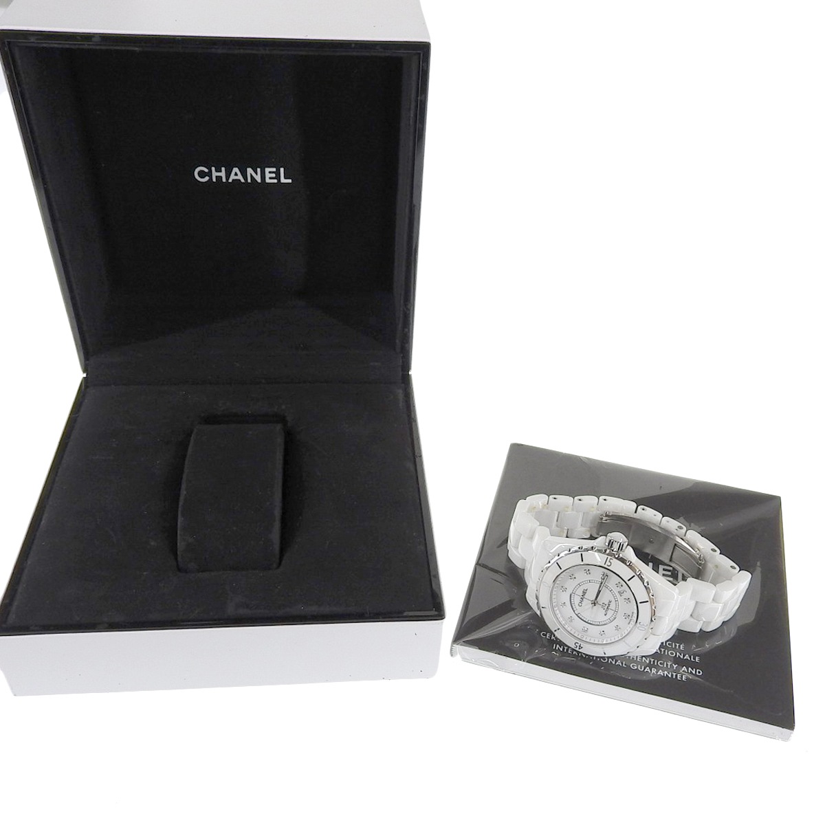シャネル CHANEL J12 ダイヤモンド 12P オートマ 自動巻き 腕時計 ホワイトセラミック SS ステンレス ホワイト文字盤 メンズ H1629 4193