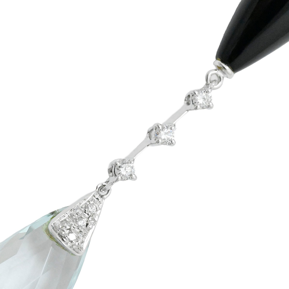 ダミアーニ DAMIANI 750WG K18WG ホワイトゴールド オニキス アクワマリン ダイヤ ネックレス レディース  3860