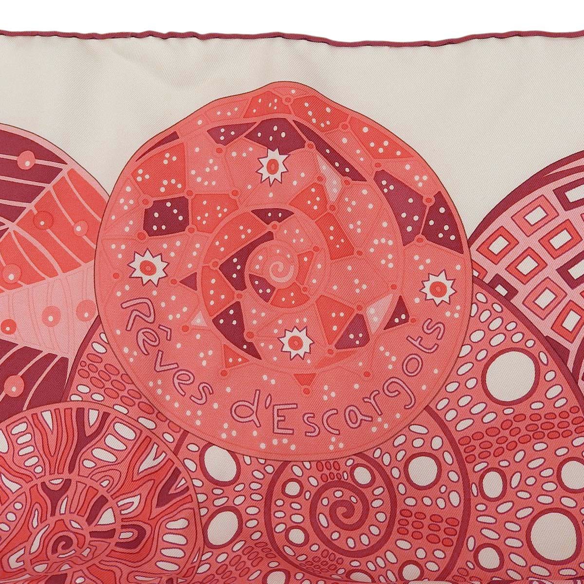 エルメス HERMES カレ90 スカーフ Reves d'Escargots カタツムリの夢 シルク レッド系 レディース 4610