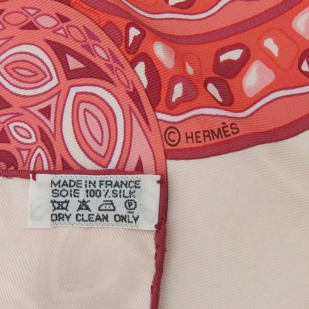 エルメス HERMES カレ90 スカーフ Reves d'Escargots カタツムリの夢 シルク レッド系 レディース 4610