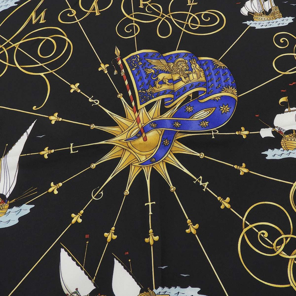エルメス HERMES カレ90 VOILES DE LUMIERE 光の帆船 スカーフ シルク ブラック×マルチカラー レディース 4766